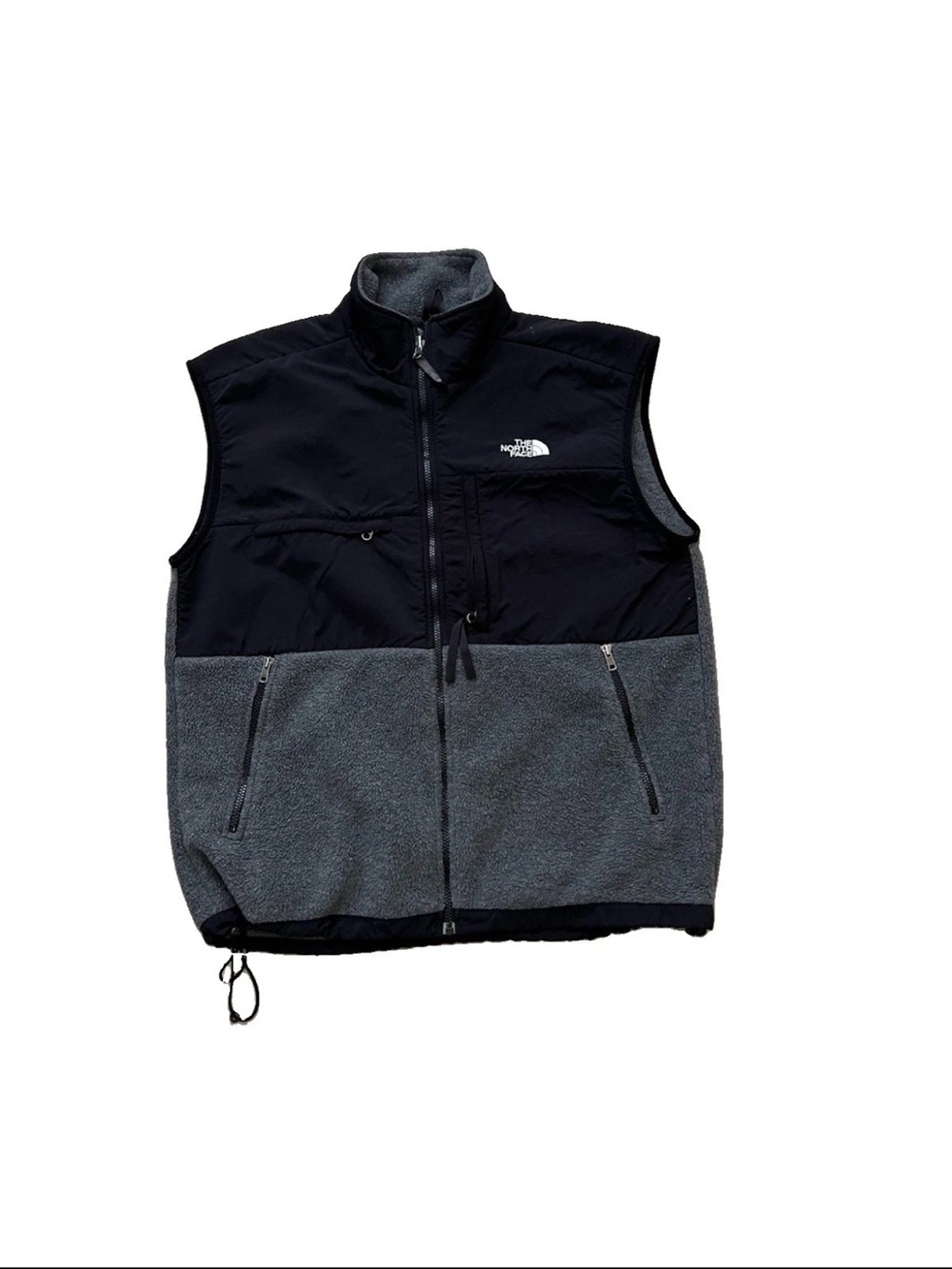 VTG The North Face TNF Men's Full Zip Black / Gray Denali Fleece Vest Size Large